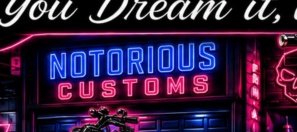 Notorious Customs workshop signage
